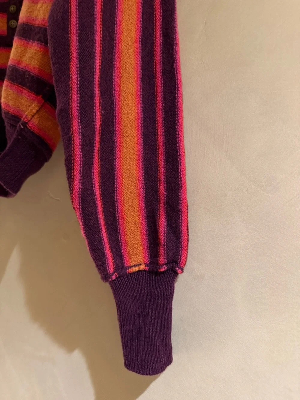 Free People Retro Hazy Sunset Stripe Wool Henley  Sweater.  size xs - Picture 5 of 6